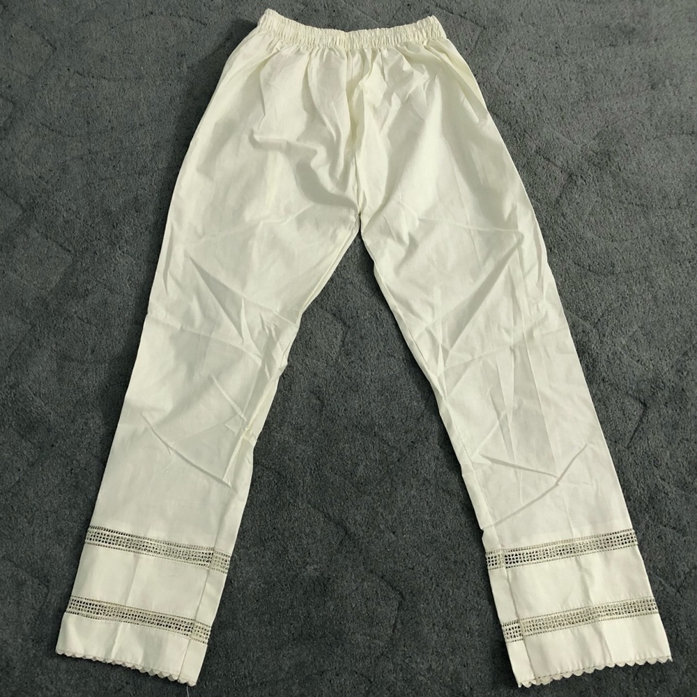 Pakistani Cotton Trouser/Pant/Shalwar Net Lace Details Size M/L Cream White